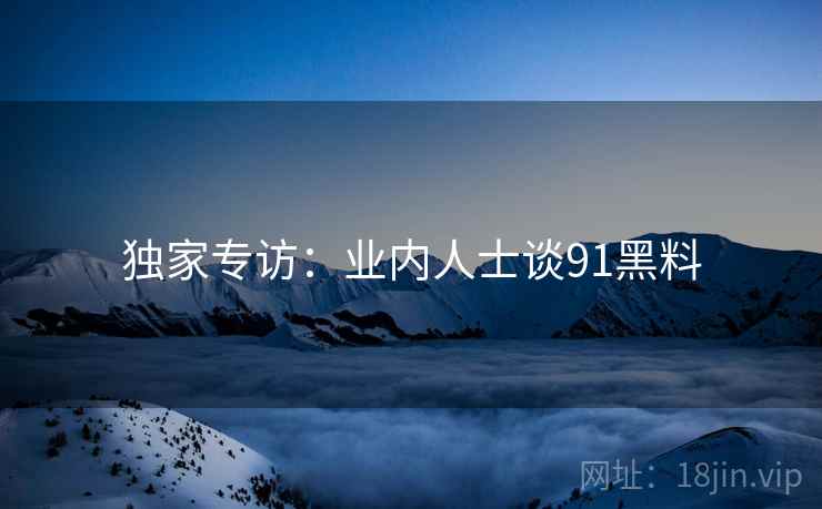 独家专访：业内人士谈91黑料